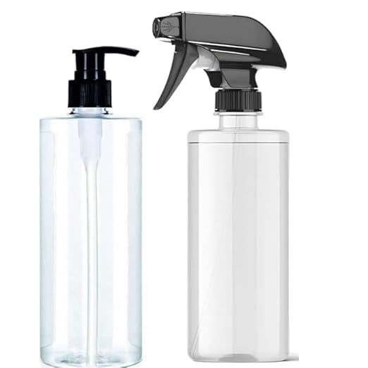 500 ML Spray BOTTAL+500 ML Pump Dispenser,Transparent Clear Empty Water Spray Bottles,Water Liquid Sprayer Set for Face, Hair, Garden, Sanitizer, Perfume, and More-image-17