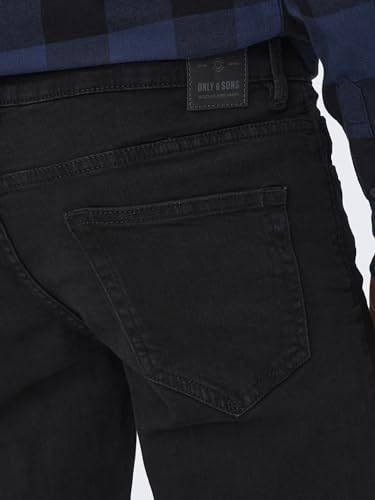 Only And Sons Loom Uomo Jeans Nero W31L34 99% Cotone, 1% Elasthane Slim Fit - 9