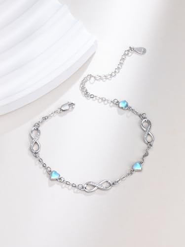 Image of Dorunmo Ankle Bracelet for Women 925 Sterling Silver Natural Stone Bracelet Anklet Summer Beach Jewelry Birthday Gifts for Mom