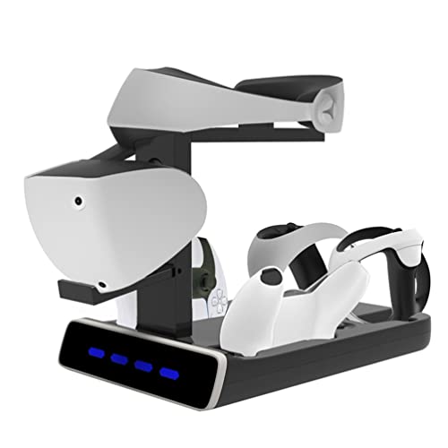 LiLiTok VR2 Dual Controller Ladestation Compatible para PSVR2 Cargador Soporte para auriculares para PS VR2 Controlador LED Luz Estación de carga para PS5 y VR Accesorios