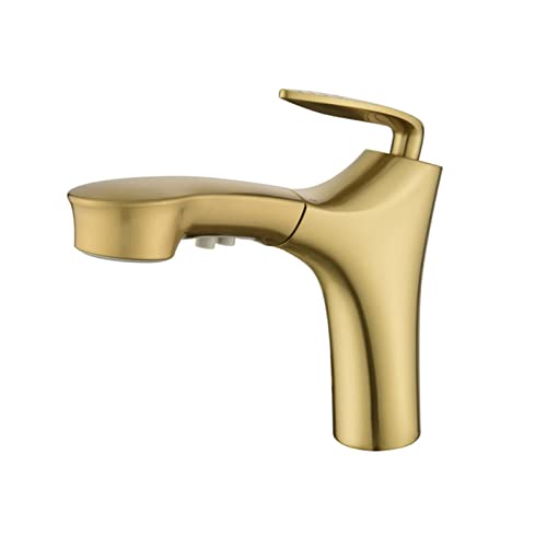 Grifo de baño Grifo extraíble Grifo monomando Grifos de lavabo extraíbles Grifos mezcladores de lavabo de un orificio con manguera de agua fría y caliente Grifo de baño de latón de doble caño