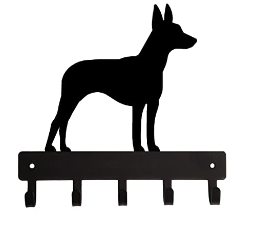The Metal Peddler Rat Terrier Key Holder Hanger for Wall- Small 6 inch Wide with 5 Hooks - Made in USA; for Dog Lovers