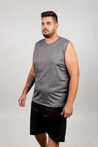 Kit 2 Camisetas Regata Machão Dry Fit Plus Size Academia Masculina Fitness (Preto e Cinza, G2)