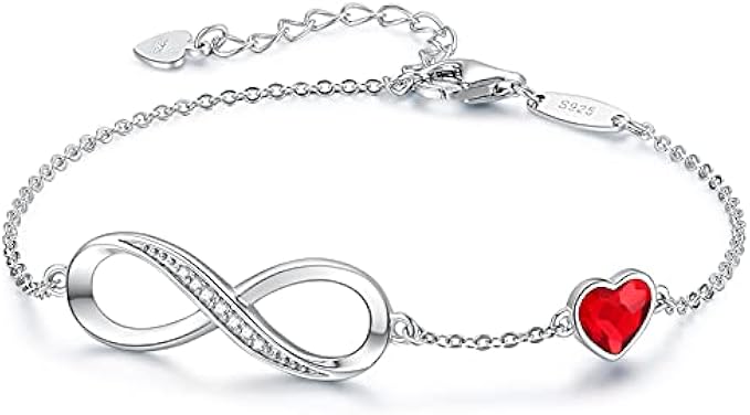 CDE Infinity Heart Symbol Charm Bracelet for Women Stainless Steel 925 Sterling Silver Adjustable Jewelry Gift Birthday Gifts for Women Mom Wife Girls Her