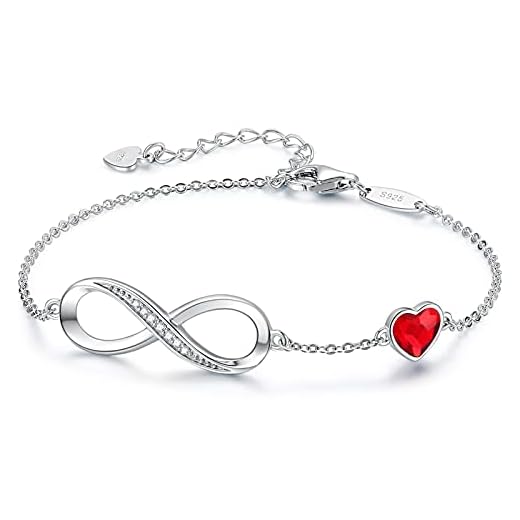 CDE Infinity Heart Symbol Charm Bracelet for Women 925 Sterling Silver Adjustable Valentine's Day Jewelry Gift Birthday Gift for Mom Women Wife Girls Her