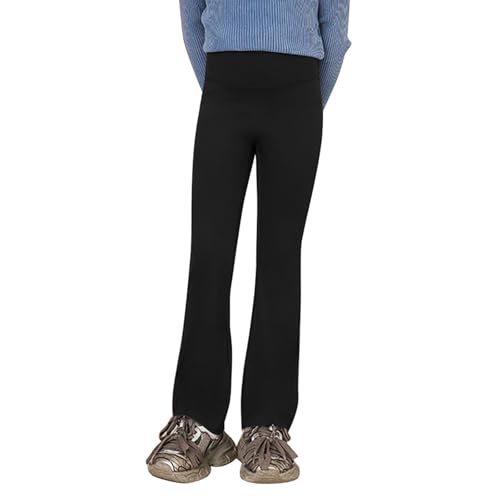 WISREMT Girls Flared Leggings Elastic Waist Black Flares Yoga Dance Athletic Pants Bell Bottoms Trousers for Kids 4-13 Years