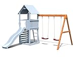 Belladoor Teakfarben Doppelschaukel Modul für Spielturm Bento 1, Schaukelgestell aus...