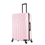 InUSA VASTY Luggage with Spinner Wheels | Durable Lightweight Hardside Suitcase, Travel Bag with Handle and Trolley, 24-Inch Medium Checked Luggage | Pink