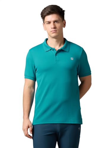 Image of TECHNOSPORT Men's Regular Fit Half Sleeve Polo T-Shirt with Collar, ELASTO Plus Quick Dry Moisture Wicking Polo Tee for Gym Sports Golf and Casual Wear
