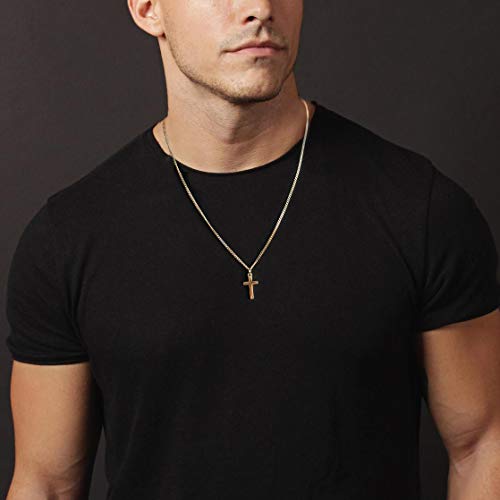 Joxevyia Cross Necklace for 14K Gold Filled Stainless Steel Small Cross Pendant with Cuban Chain Necklace Simple Faith Jewelry Christmas Gift for Men Women 16-24 Inches2