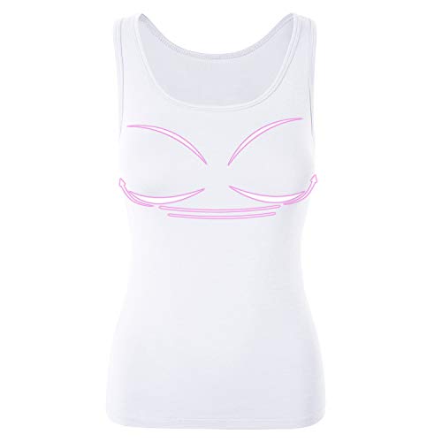 DYLH Women Built-in Shelf Bra Camis Tank Yoga Athletic Top Sexy Activewear White M