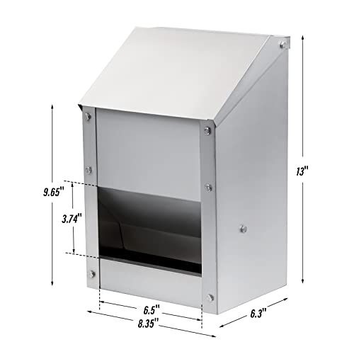 KHEARPSL Wall Mounted Chicken Feeder Hanging Automatic Poultry Feeder with Lid Weatherproof Galvanized Steel Poultry Feeders Trough(10LB Capacity)