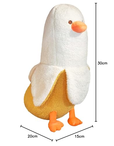 shownicer Plüschtier Banane Ente Stofftier, Kawaii Ente Plüsch, Banane Kuscheltier, Plüschkissen, Weiches Spielzeug, Wurfkissen Schmusetier, Geschenk Gefüllt für Kinder Mädchen Jungen 30cm