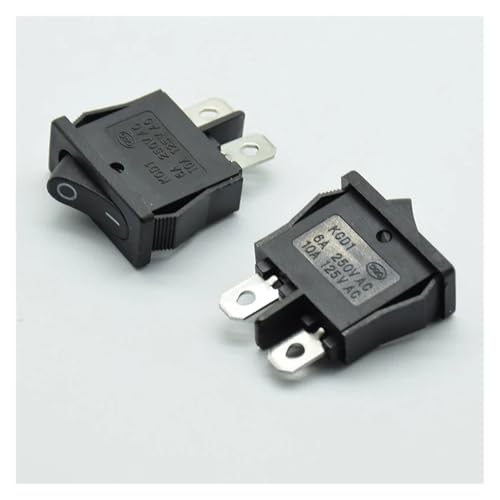 10PCS 10 * 22mm Black Red Rocker Switch Small Instrument Power Switch 6A 250V 10A 125VAC 10x22mm(Black 10pcs)