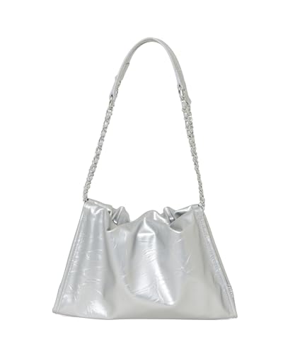 [ナノ・ユニバース] チェーン ショルダー ギャザー バッグ レディース F 160 シルバー 673-6132300