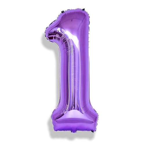 Image of Purple 1 Balloon Number for Girls 1st Girls Birthday, 40 Inch Large Number Foil Balloons, Foil Helium for Women 31 Years Old Birthday Party Anniversary Graduation Party Decoration Kids Supplies
