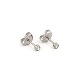 SHORT POST Ear Piercing Earrings Baby Studs Stainless Clear Gem Studex System 75 Hypoallergenic by Studex