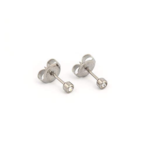 SHORT POST Ear Piercing Earrings Baby Studs Stainless Clear Gem Studex System 75 Hypoallergenic