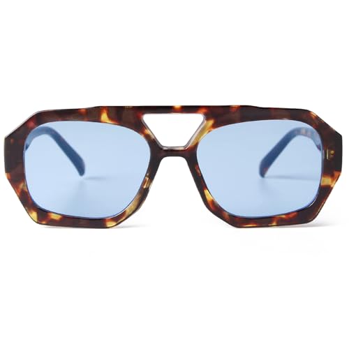 SDINM Trendy Designer Hexagon Aviator Sunglasses for Women Men Retro 70s Square Thick Frame Sun Glasses Shades