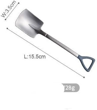 Silverware Flatware Set, 1/4/6/8/10/12 Pcs Creative Cute Flat Head Iron Coffee Spoon Matte Retro Blue Head 304 Stainless Steel Spoon Dessert Spoon(12 Pieces)