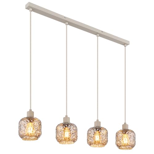 GLOBO Hängeleuchte Pendelleuchte Deckenleuchte beige Glas rauchfarben E27 H 120 cm