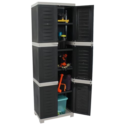Image of Sunnydaze 72 inch Garage Storage Cabinet with Locking Doors & Shelves, Gray