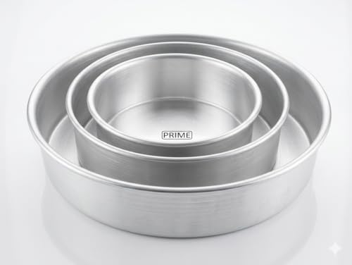 Image of Prime Bakers and Moulders Round Cake Baking Pan Aluminum Tin Mold for Oven (7,9,12 Inch)
