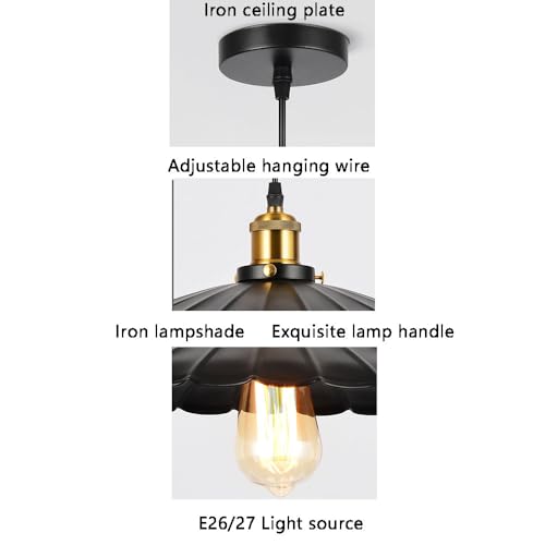 Lámparas de techo vintage E27 con candelabros de pasillo en aluminio negro mate 2