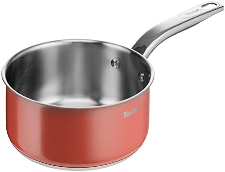 Tefal Sensation Saucepan 18 cm (2.1 L) + Glass Lid, Premium Stainless Steel, Pouring Edges, Internal Graduations, Induction, Compatible with Oven B9232404 B9232304
