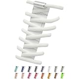 [Daction] ダクション 結ばない靴紐 伸びる 靴ひもゴム ほどけない シューレース 子供 スニーカー くつ 革靴 金具 留め具 黒 白 赤 青 緑 紫 黄色 水色 (ホワイト)