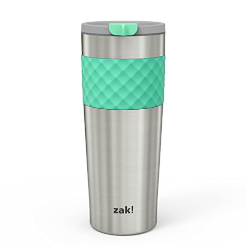 Zak Designs Aberdeen - Vaso de viaje de acero inoxidable 18/8 aislado al vacío con tapa de clic a prueba de fugas y envoltura de silicona, cabe en portavasos de coche (sin BPA, 24 onzas, tropical)