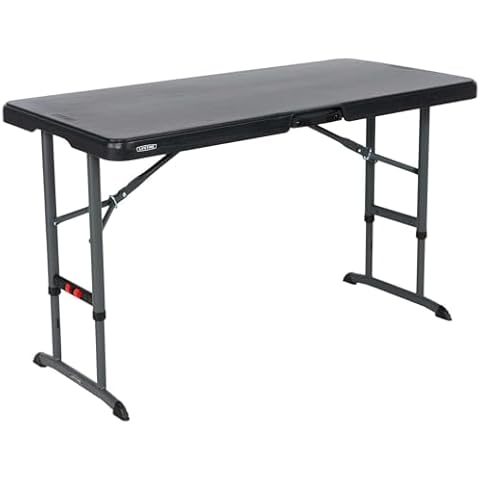 Lifetime 4-Foot Commercial Adjustable Folding Table, Black Cover