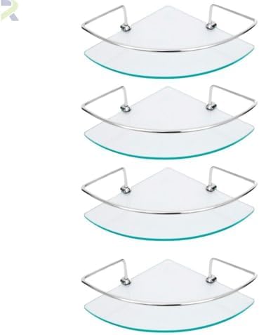 Kit Prateleira de Canto para Banheiro, Vidro Incolor 6mm com Supo...