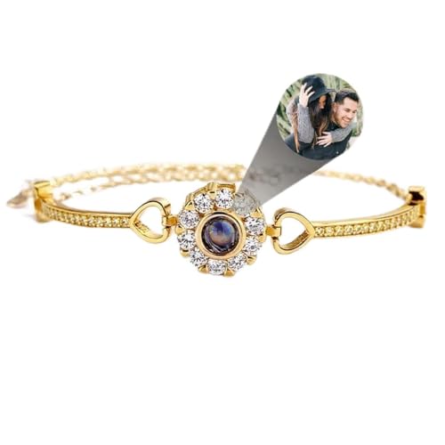 Sterling Silver Custom Bracelet with picture inside Customized Photo Projection Bracelet for Women Couple Sister Best Friend