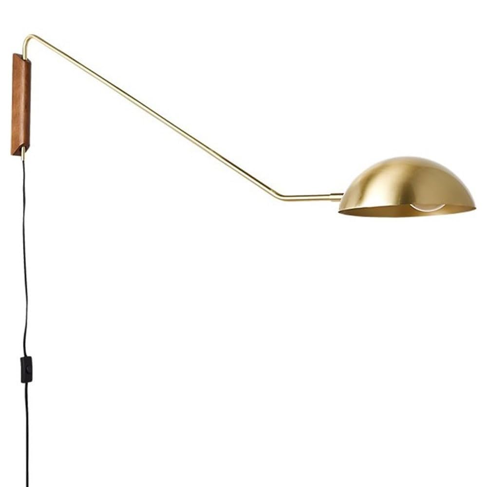 LUOYAOB Industrial Swing Arm Wall Sconce Plug in Wall Lamp E26 E27 Adjustable Wall Mounted Reading Light for Bedroom Bedside Living Room Headboard Lighting(Gold)
