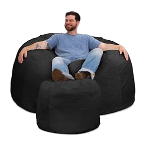 ULTIMATE SACK 5ft Bean Bag Chair & Footstool, Oversize Bean Bag Chair for Adults, Comfy Chair Bean Bag Couch Lounge Sofa Loveseat Furniture | Charcoal Fur