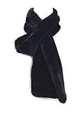 YOUR SMILE -Women's Winter Autumn Warm Premium Solid Color Long Rectangle Fur Soft Furry Wrap Around Loophole Scarf (Black/Fur)