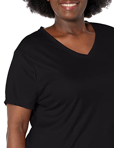 Just My Size Women's Plus-Size Cooldri S/V-Neck, Black, 3X #TOP2