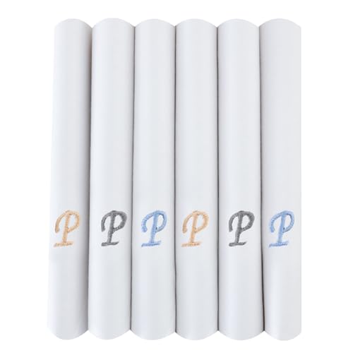 Image of Bonjour Men's White Cotton Handkerchief With Alphabet (A to Z) Initial (Pack of 6)