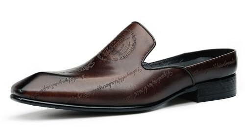 Santimon Mens Slippers Casual Dress Mules Slip On Loafers Fashion Business Formal Leather Open Back Sandals Summer Shoes for Men