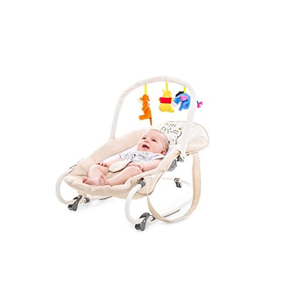 Hauck Disney Babywippe mit Spielbogen Bungee Deluxe für Babys ab Geburt bis 9 kg, Verstellbare Rückenlehne, 3-Punkt-Hüftgurt, Tragegriffe, Wippfunktion (Pooh Cuddles) – Bild 3