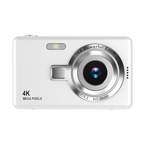 Cámara Digital, Cámara de Enfoque Automático 1080P, Cámara Digital de Apuntar y Disparar con Zoom de 16X, Pantalla TFT de 2,4 Pulgadas, Cámara Pequeña Compacta de 12 MP para