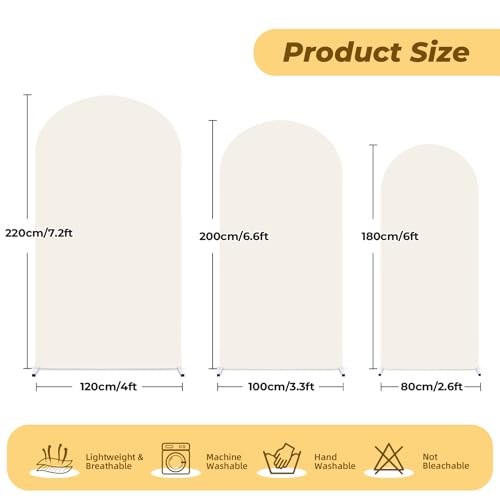 6 ft Arch Backdrop Cover Beige - Double-Sided Spandex Arch Covers Stretchy Backdrop for Balloon Arches Birthday Party Baby Shower Banquet Wedding Photo Background by FrohFest - Used condition - Image 2
