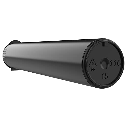 Image of Dragon Chewer 116mm CR Plastic Packaging Pop Top Tubes - Child Resistant Travel Holder Vial Containers - 500 qty (Black)