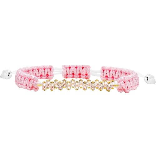 Image of Hand-woven String and Tennis Zircon Bracelet, Stylish Retro Adjustable Bracelet BFF Cubic Zirconia Crystal Women's Love Friendship Jewelry