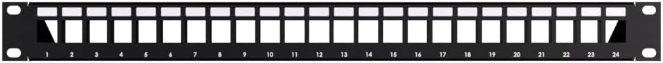 24-Port Modular Patch Panel,1U, Black, Shielded
