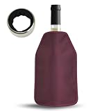 MANJEMAR Enfriador de Botellas de Vino + Anillo Antigoteo – Funda Enfriadora sin Hielo Reutilizable con Gel – Mantiene el Vino Frío 2h –Regalo ideal para Amantes del Vino, Casa y Restaurantes(Burdeos)