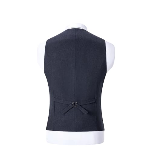 Image of SOLOVEDRESS Mens Vintage Tweed Suit Vest V Neck Casual Wool Waistcoat for Wedding Groomsmen