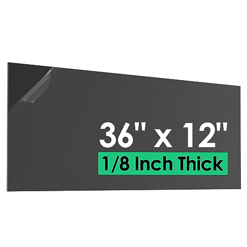 Black ABS Plastic Sheet 1-8 Thick (3mm) - 36 x 12, Long Rigid Thermoplastic Board for Signs, Crafts, DIY Projects, Dual-Surface - Textured & Smooth (Pack of 1)