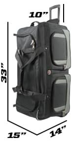 33" Rolling Duffle Bag with Wheels and Handle - Multiple Compartments/Compression Straps With Buckles Balck/Gray trim Large - Image 7